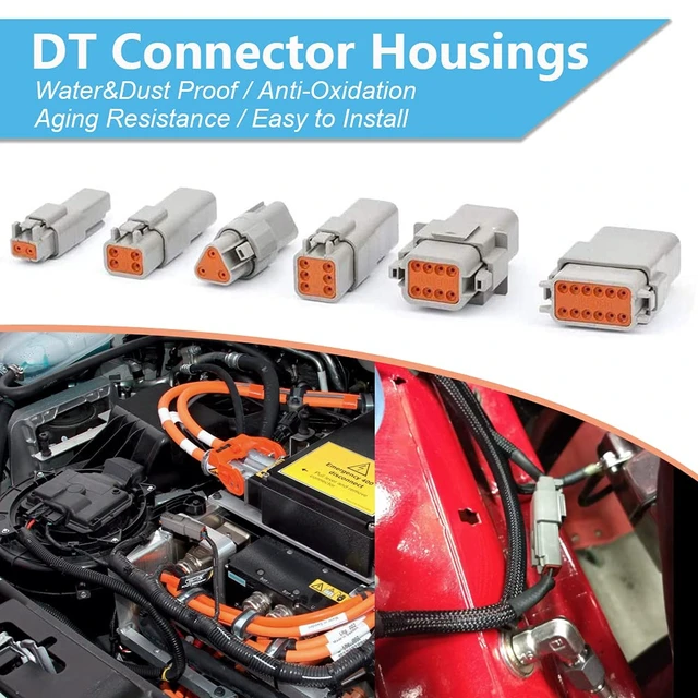 Alt view image 4 of 6 - ST6234 708 Pcs DT Deutsch Connector Kit with Solid Pins 14-16AWG DT 2 3 4 6 8 12 Pin Gray Waterproof Connectors, Solid Contacts 14-16AWG, Removal Tool Included, Automotive Repair Accessory