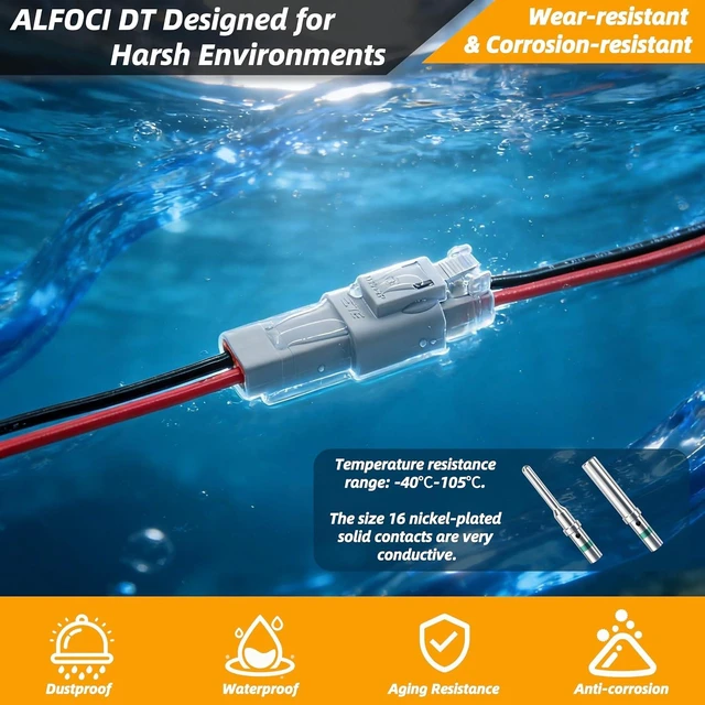 Alt view image 7 of 7 - 654 PCS DT Deustch Connector Kit, 2 3 4 6 8 12 Pin Waterproof Automotive Electrical Connectors, Including Deutsch Crimping Tool, Removal Tool, 200Pair 16# Solid Contacts for Boat Car(654PCS & Crimper)