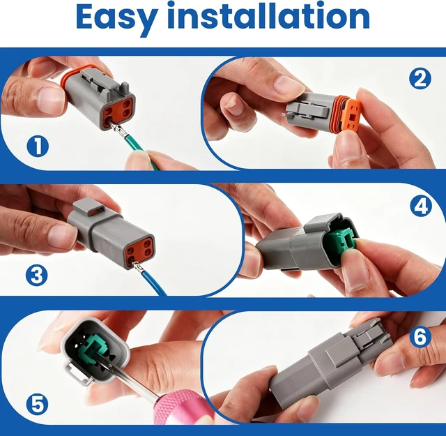 Alt view image 2 of 7 - 770 PCS for Deutsch Connector Kit 2 3 4 6 8 12 Pin DT Connectors Size 16 Solid Contacts Automotive Waterproof Electrical Wire Connector IP67 with Removal Tool for Car,Truck,Marine Wiring