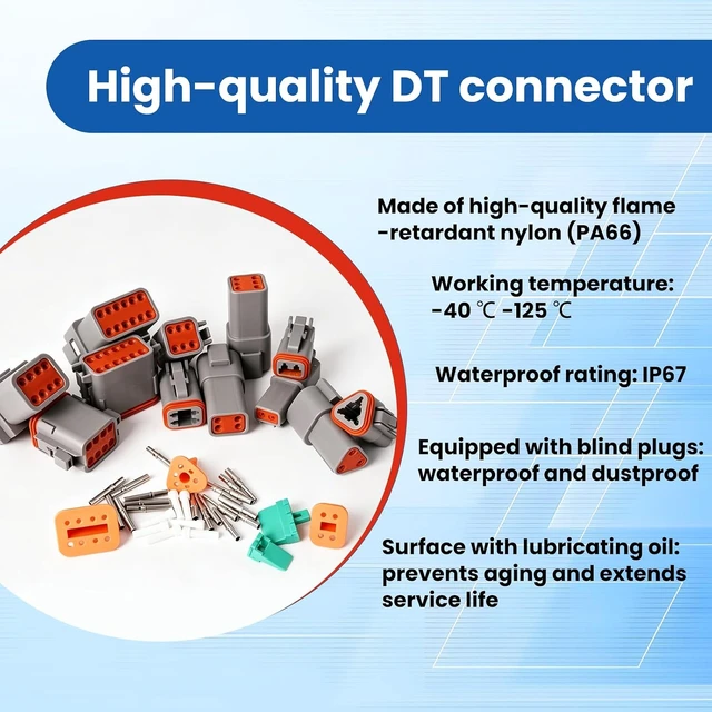Alt view image 6 of 7 - 770 PCS for Deutsch Connector Kit 2 3 4 6 8 12 Pin DT Connectors Size 16 Solid Contacts Automotive Waterproof Electrical Wire Connector IP67 with Removal Tool for Car,Truck,Marine Wiring