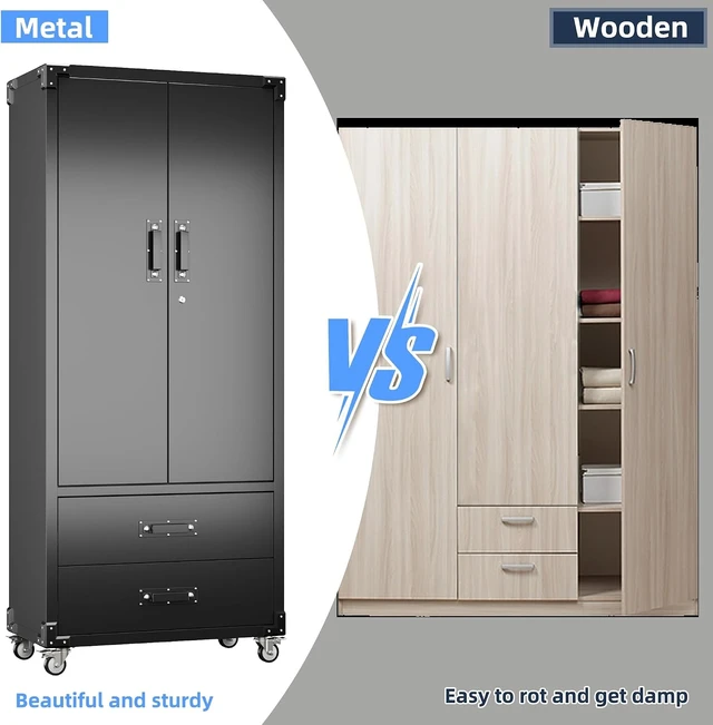 Alt view image 6 of 7 - Rolling Storage Cabinet with 2 Doors and 2 Drawers, Heavy Duty Metal Storage Cabinet with Shelves, Locking Steel Cabinet for Warehouse, Home, Office (Black)