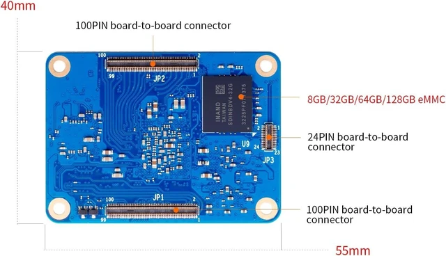 Alt view image 3 of 7 - CM4 1GB/2GB/4GB/8GB LPDDR4/4x Rockchip RK3566 4-Core Single Board Computer with eMMC Flash Onboard, Wi-Fi & Bluetooth, Compute Module 4 Core Board Run Android/Debian/Ubuntu (1GB+8GB)