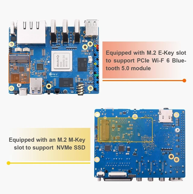 Alt view image 5 of 6 - Pi 5 Plus 4GB/8GB/16GB LPDDR4/4x Rockchip RK3588 8-Core 64-Bit Single Board Computer with eMMC Socket, Development Board Run Orange Pi/Linux/Ubuntu/Debian/Android OS (4GB+Power Supply)