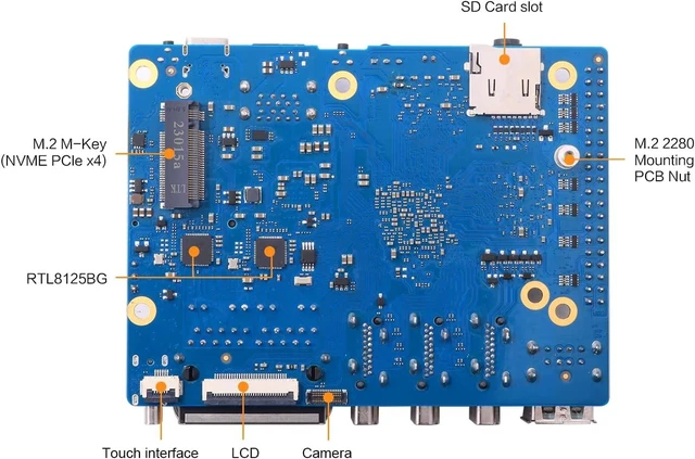Alt view image 2 of 6 - Pi 5 Plus 4GB/8GB/16GB LPDDR4/4x Rockchip RK3588 8-Core 64-Bit Single Board Computer with eMMC Socket, Development Board Run Orange Pi/Linux/Ubuntu/Debian/Android OS (4GB+Power Supply)