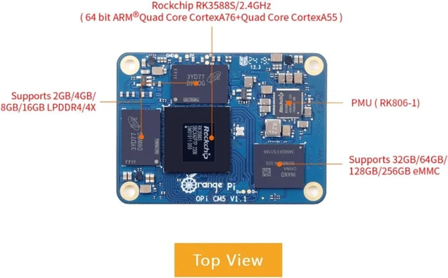 Alt view image 4 of 6 - CM5 Core Board 4GB/8GB/16GB LPDDR4/4x Rockchip RK3588S with 32GB eMMC, Orange Pi CM5 Single Board Computer Run Linux/Ubuntu/Debian/Android OS (4, GB)