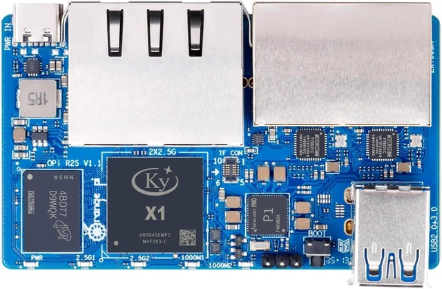 Main image of R2S 2GB/4GB/8GB RISC-V Single Board Computer with 8-Core RISC-V AI CPU, 8GB Onboard eMMC, Dual 2.5G & Dual 1000M Ethernet, Development Board Run OpenWrt/Ubuntu (2GB)