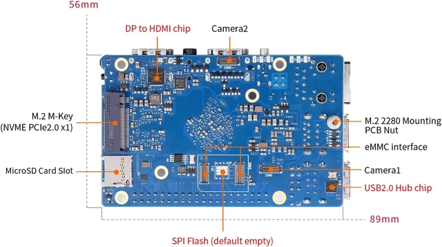 Alt view image 6 of 7 - Orange Pi 5 Pro 8GB LPDDR5 Rockchip RK3588S 8-Core 64-Bit Single Board Computer with eMMC Socket, WiFi 5/Bluetooth 5.0, Development Board Run Ubuntu/Debian/Android (8GB)