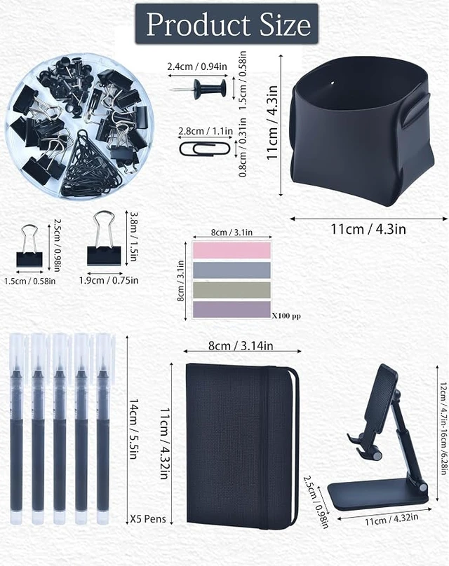 Alt view image 5 of 7 - Black Desk Accessories 21-Piece Office Supplies Gift Set
Desk organizers and accessories, office desk accessories, black office supplies, desk organizer & more in a gift-ready box
