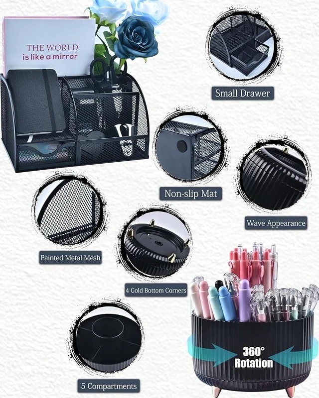 Alt view image 3 of 7 - Black Desk Accessories 21-Piece Office Supplies Gift Set
Desk organizers and accessories, office desk accessories, black office supplies, desk organizer & more in a gift-ready box