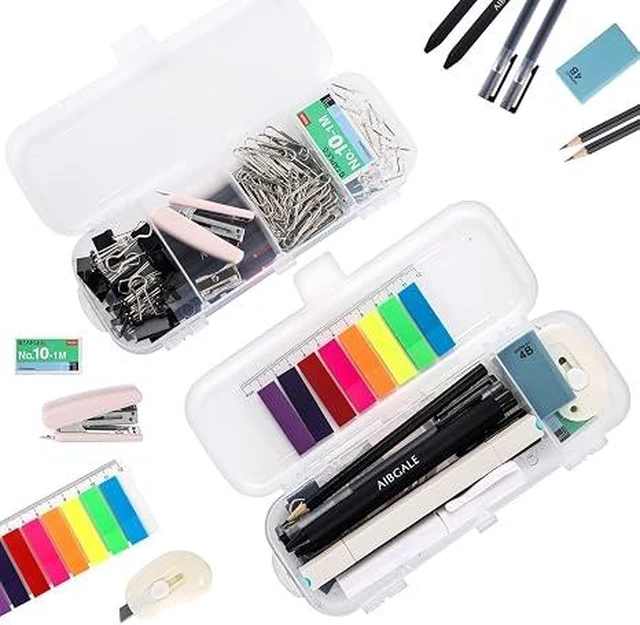 Alt view image 3 of 6 - 123 Pcs Office Supplies Kit with Desk Organizers, Office Stationery Set, Mini Office Supply Kit Includes Stapler, Paper Clips, Push Pins, Highlighters for Desktop Accessories Set, School Supplies