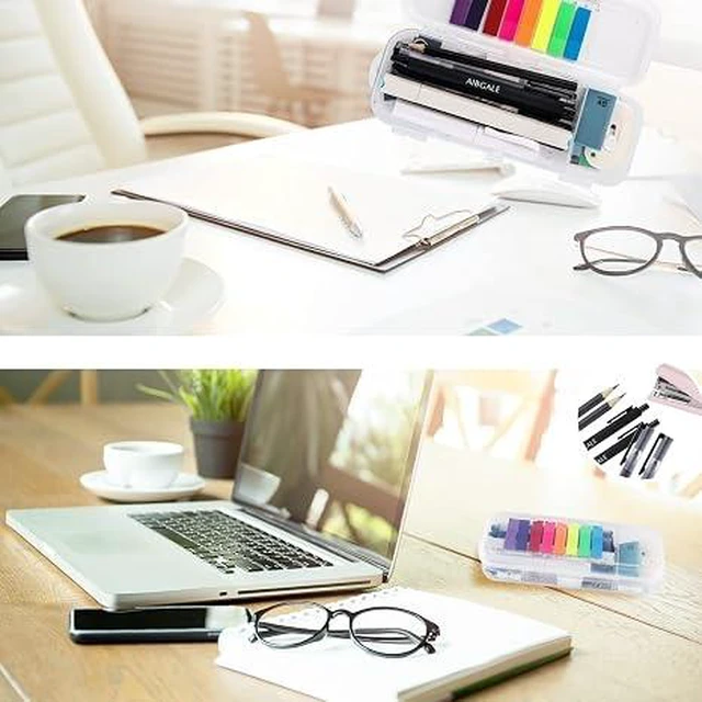 Alt view image 4 of 6 - 123 Pcs Office Supplies Kit with Desk Organizers, Office Stationery Set, Mini Office Supply Kit Includes Stapler, Paper Clips, Push Pins, Highlighters for Desktop Accessories Set, School Supplies