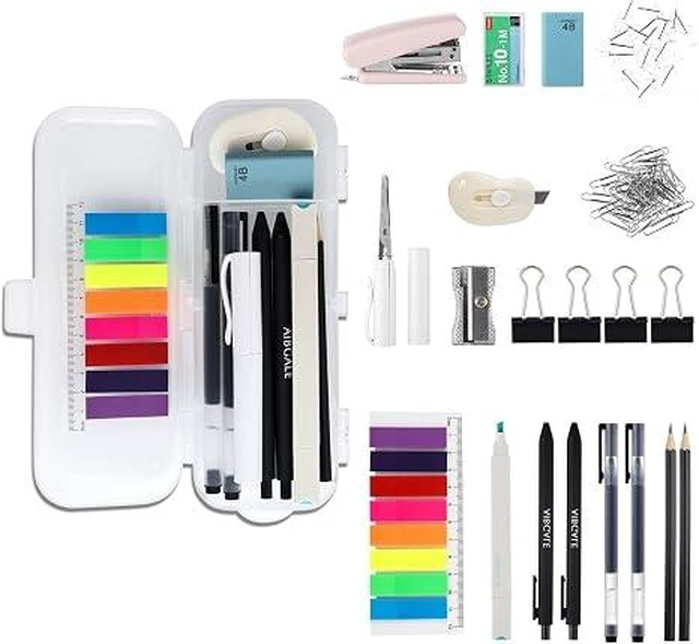 Main image of 123 Pcs Office Supplies Kit with Desk Organizers, Office Stationery Set, Mini Office Supply Kit Includes Stapler, Paper Clips, Push Pins, Highlighters for Desktop Accessories Set, School Supplies