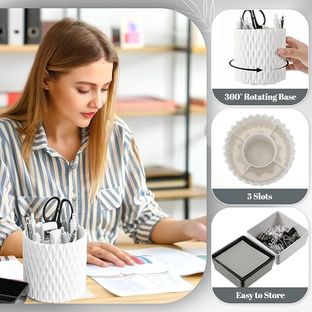 Alt view image 5 of 7 - 27 Pcs Black and White Desk Accessories Gift for Aesthetic Desk Organizer White Office Supplies Pen Holder Sticky Notes Stapler Binder/paper Clips Scissor Staple for Back to School(Classics)