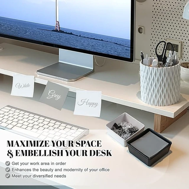 Alt view image 3 of 7 - 27 Pcs Black and White Desk Accessories Gift for Aesthetic Desk Organizer White Office Supplies Pen Holder Sticky Notes Stapler Binder/paper Clips Scissor Staple for Back to School(Classics)