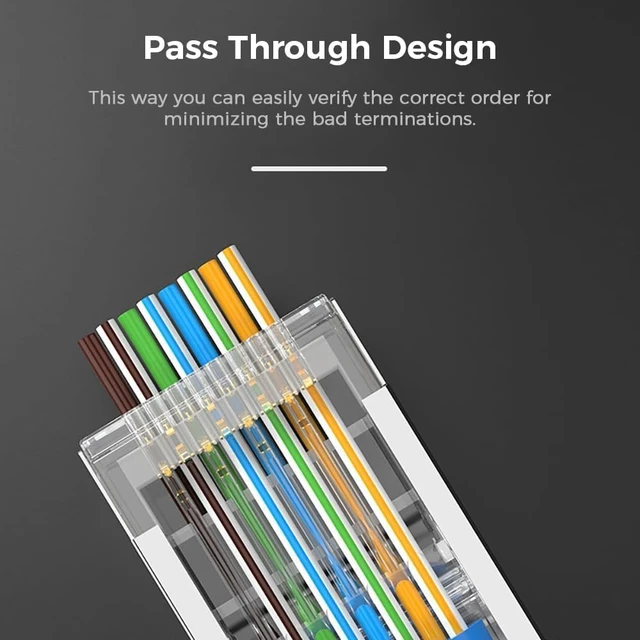 Alt view image 4 of 7 - 200-Pack RJ45 Cat6 Pass Through Connector Shielded RJ45 Modular Plugs, for Solid or Stranded FTP/STP Ethernet Cable