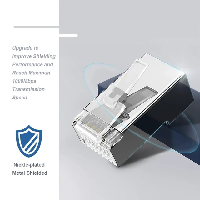 Alt view image 3 of 7 - 200-Pack RJ45 Cat6 Pass Through Connector Shielded RJ45 Modular Plugs, for Solid or Stranded FTP/STP Ethernet Cable