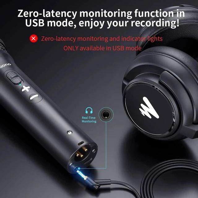 Alt view image 5 of 7 - MAONO USB XLR Dynamic Podcast Microphone for PC & Audio Interface, Desktop Mic with Volume Control, Headphones Jack, Stand, Pop Filter for Podcasting, Recording, Streaming, Vocals, Home Studio