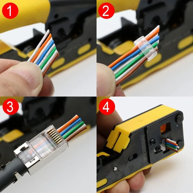 Alt view image 2 of 7 - 50-Pack Cat7 Cat6A RJ45 Pass Through Connectors Shielded 50UM Gold Plated, Shielded FTP/STP External Ground, for 23 AWG Network Cable