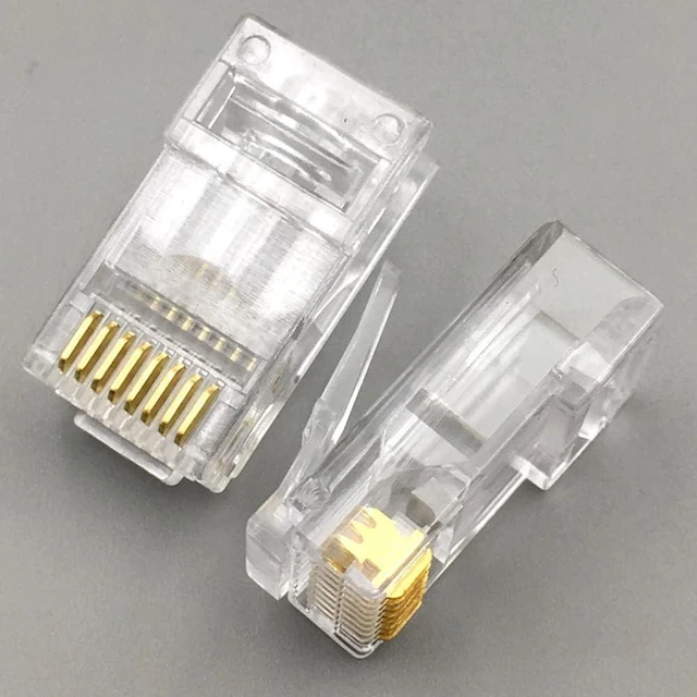Alt view image 6 of 6 - 100 Pack RJ45 CAT6A CAT6 Pass Through Connectors 23AWG Cables-End Bold UTP Ethernet 8P8C Gold Plated Modular Plug for Unshielded Twisted Pair Solid Wire Standard Cables