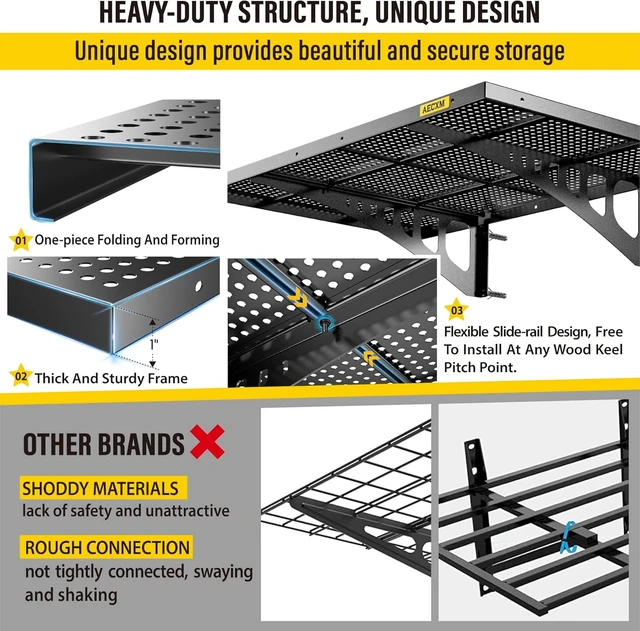 Alt view image 4 of 7 - 2-Pack 2x3ft Adjustable Garage Wall Shelving 560lbs Load Capacity Heavy Duty Wall Mounted Storage Shelf Metal Floating Shelves for Garage(Black)