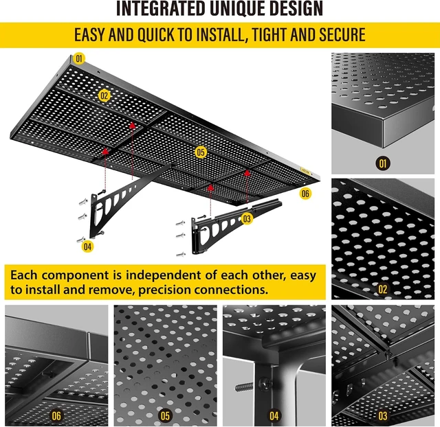 Alt view image 5 of 7 - 2-Pack 1.64x4ft Adjustable Garage Wall Shelving 560lbs Load Capacity Heavy Duty Wall Mounted Storage Shelf Metal Floating Shelves for Garage(Black)