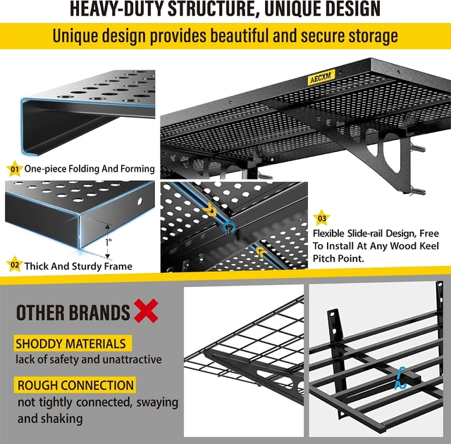 Alt view image 2 of 7 - 2-Pack 1.64x4ft Adjustable Garage Wall Shelving 560lbs Load Capacity Heavy Duty Wall Mounted Storage Shelf Metal Floating Shelves for Garage(Black)