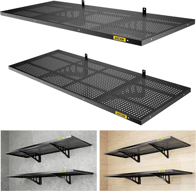 Main image of 2-Pack 1.64x4ft Adjustable Garage Wall Shelving 560lbs Load Capacity Heavy Duty Wall Mounted Storage Shelf Metal Floating Shelves for Garage(Black)