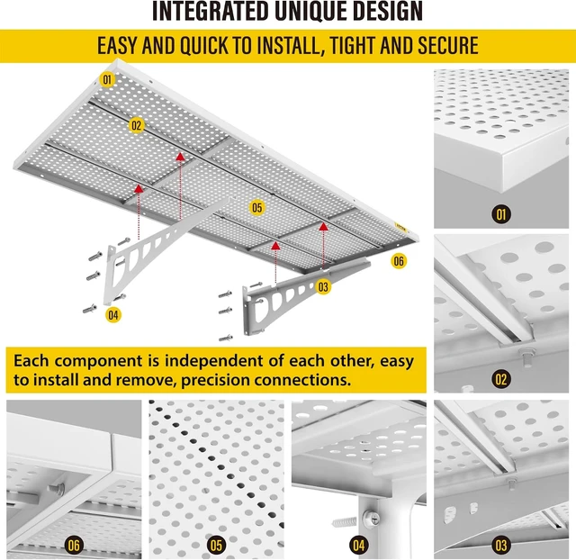 Alt view image 6 of 7 - 2-Pack 1.64x4ft Adjustable Garage Wall Shelving 560lbs Load Capacity Heavy Duty Wall Mounted Storage Shelf Metal Floating Shelves for Garage(White)
