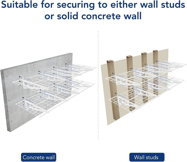 Alt view image 5 of 7 - 4-Pack 24-inch-by-72-inch Wall Shelf Garage Storage Rack Wall Mounted Floating Shelves 2x6 ft,White, Classic Series