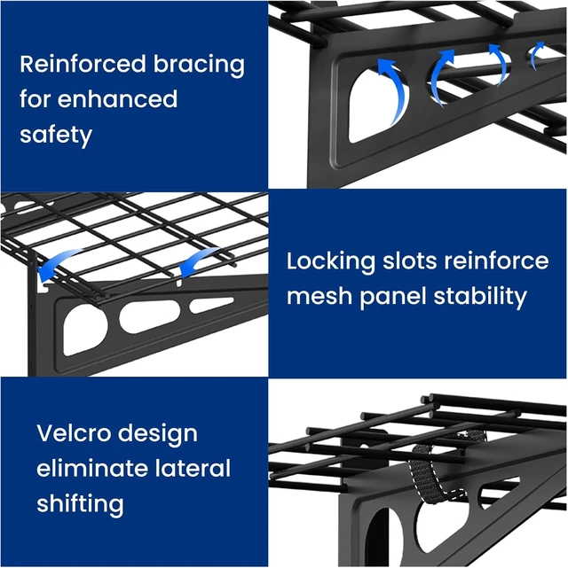 Alt view image 4 of 7 - 1-Pack 1x3ft Garage Shelving Wall-Mounted Storage Rack, Black Heavy-Duty Wall Shelving, Holds Up to 150 lbs, Garage Storage Shelving for Organization & Storage Bins, Classic Series