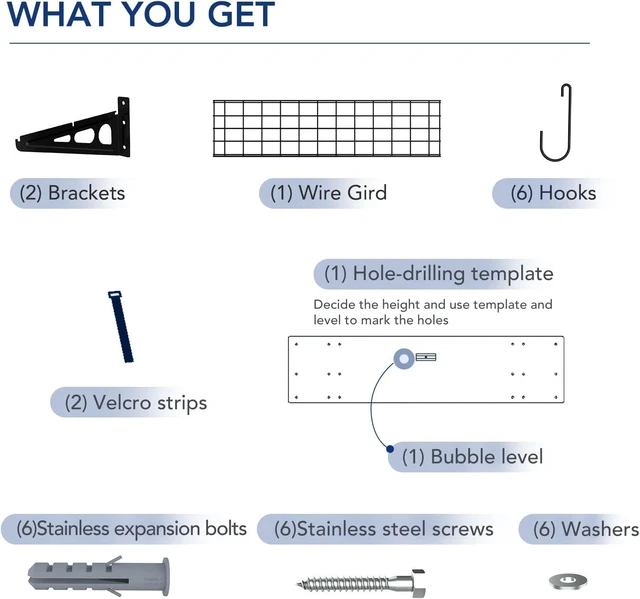 Alt view image 5 of 7 - 1-Pack 1x4 ft Garage Wall Shelving, Include 6 Bike Hooks, Black Wall Shelf Garage Organization System w/Bike Hangers, Storage Rack, Floating Shelves, 150 lbs Weight Capacity, Classic Series