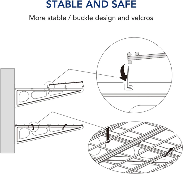 Alt view image 4 of 7 - 1-Pack 1x4 ft Garage Wall Shelving, Include 6 Bike Hooks, Black Wall Shelf Garage Organization System w/Bike Hangers, Storage Rack, Floating Shelves, 150 lbs Weight Capacity, Classic Series