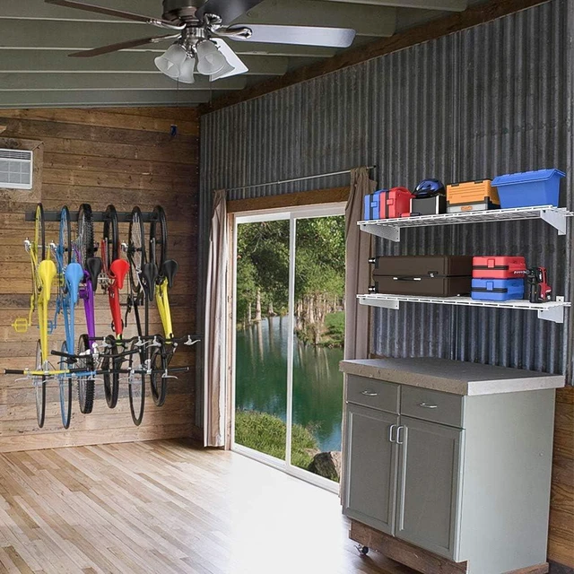 Alt view image 7 of 7 - 15x45 Garage Wall Mount Shelves Heavy Duty Storage Shelves 2-Pack Garage Storage Rack Floating Shelves Max Load 400lb White