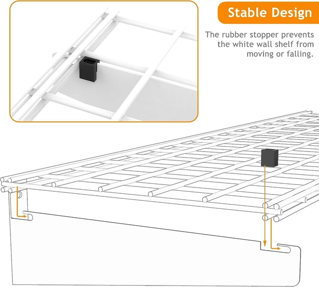 Alt view image 6 of 7 - 15x45 Garage Wall Mount Shelves Heavy Duty Storage Shelves 2-Pack Garage Storage Rack Floating Shelves Max Load 400lb White