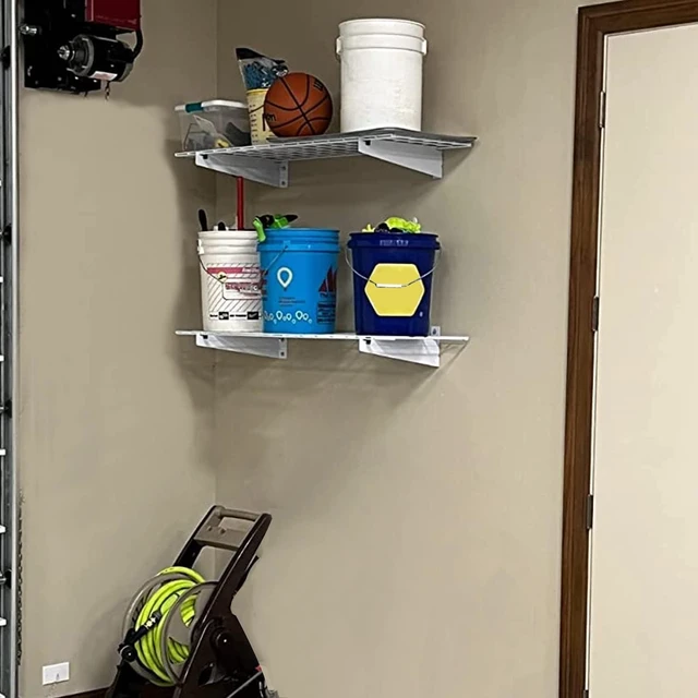 Alt view image 4 of 7 - 15x45 Garage Wall Mount Shelves Heavy Duty Storage Shelves 2-Pack Garage Storage Rack Floating Shelves Max Load 400lb White