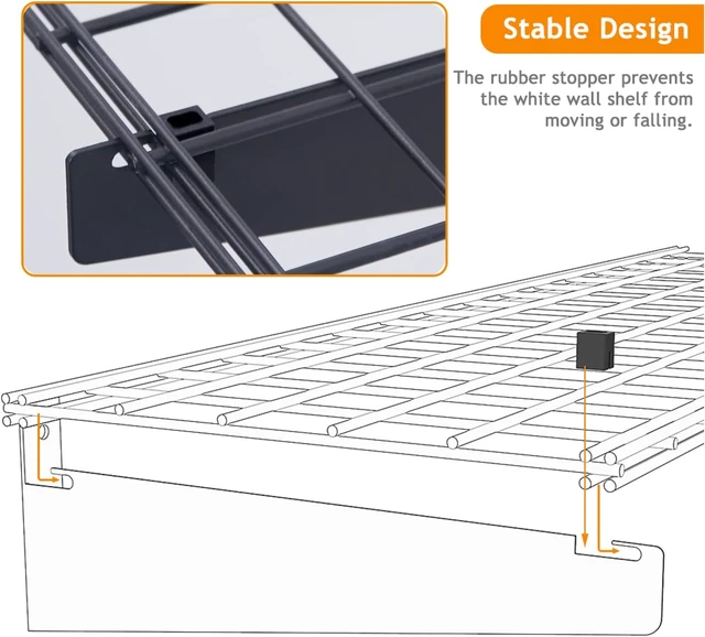 Alt view image 2 of 7 - 15x45 Garage Wall Mount Shelves Heavy Duty Storage Shelves 2-Pack Garage Storage Rack Floating Shelves Max Load 400lb Black