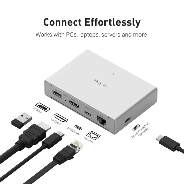 Alt view image 3 of 6 - Comet PoE Remote KVM GL-RM1PE with Tailscale 4K Streaming, PoE and Type-C dual power supply, 32GB built-in eMMC, remote BIOS reinstall, USB interface for ATX and Fingerbot, 4K at 30FPS