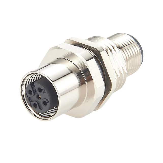 Alt view image 2 of 7 - M12 A Code 5Pin Male to Female Converter IP67 Shielded Bulkhead Feedthrough Panel Mount Industrial Circular Connector Receptacle 60V 4A for NMEA2000 Can Bus CANOpen DeviceNet (2PCS)