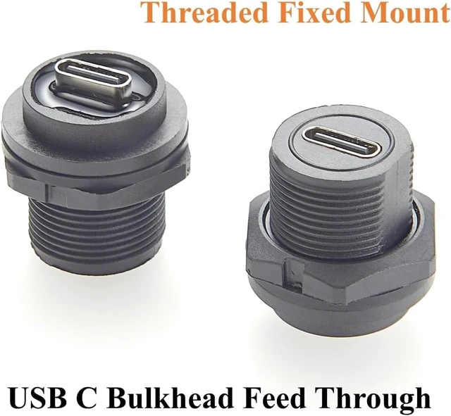 Alt view image 6 of 7 - IP67 Waterproof USB 3.1 Type C Flush Panel Mount Coupler 10Gbps USB C Female to Female Bulkhead Pass Through Connector Threaded Fixed Recessed Charging & Data Adapter with Dust Cap (1PCS)