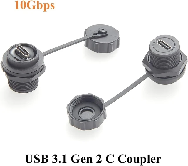 Alt view image 5 of 7 - IP67 Waterproof USB 3.1 Type C Flush Panel Mount Coupler 10Gbps USB C Female to Female Bulkhead Pass Through Connector Threaded Fixed Recessed Charging & Data Adapter with Dust Cap (1PCS)