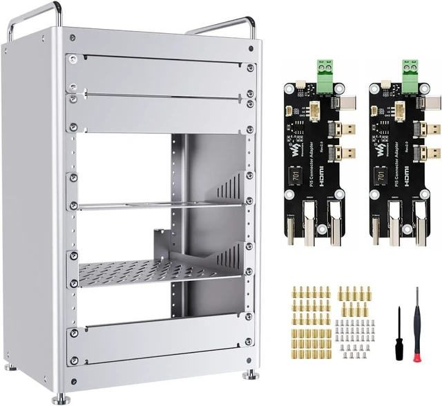 Main image of 8U Server Cabinet Basic Kit, 10inch Desktop All Aluminum Alloy Rack, High Compatibility