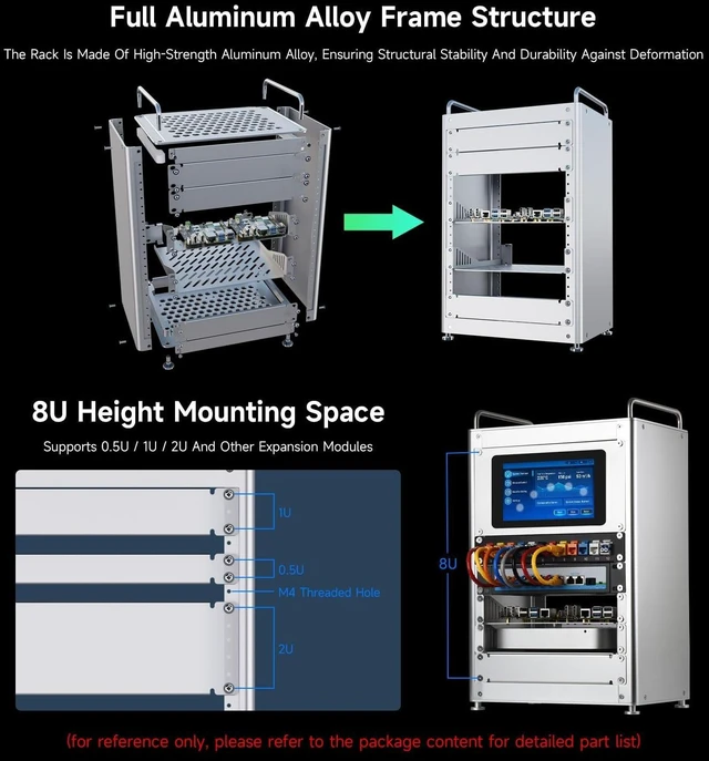 Alt view image 7 of 7 - 8U Server Cabinet Basic Kit, 10inch Desktop All Aluminum Alloy Rack, High Compatibility