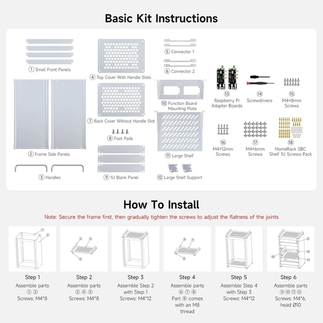 Alt view image 2 of 7 - 8U Server Cabinet Basic Kit, 10inch Desktop All Aluminum Alloy Rack, High Compatibility