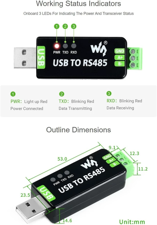 Alt view image 3 of 7 - Waveshare USB to RS485 Converter with Protection Circuits, Compatible with TVs
