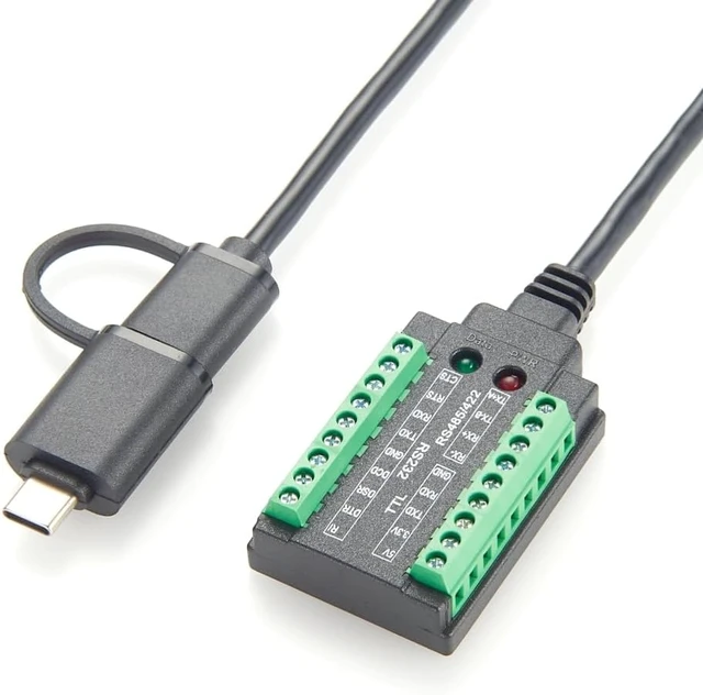 Alt view image 3 of 7 - 4 In 1 FTDI USB to RS232 RS485 RS422 TTL 3.3V 5V Serial Adapter Cable with FT232RL Chip Dual Port USB-A & USB-C to COM Port Converter with Terminal Block for Modem, Scanner, Windows, MacOS (1M/3.3FT)