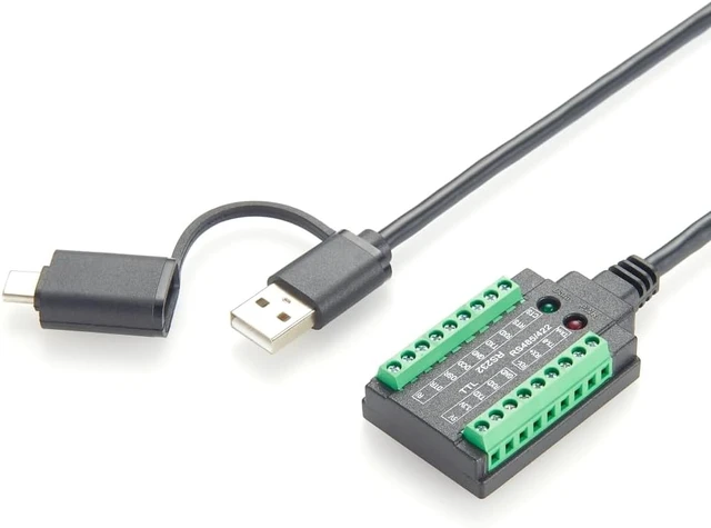 Alt view image 7 of 7 - 4 In 1 FTDI USB to RS232 RS485 RS422 TTL 3.3V 5V Serial Adapter Cable with FT232RL Chip Dual Port USB-A & USB-C to COM Port Converter with Terminal Block for Modem, Scanner, Windows, MacOS (1M/3.3FT)