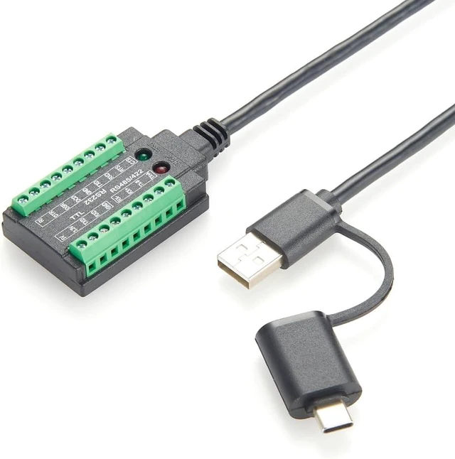 Main image of 4 In 1 FTDI USB to RS232 RS485 RS422 TTL 3.3V 5V Serial Adapter Cable with FT232RL Chip Dual Port USB-A & USB-C to COM Port Converter with Terminal Block for Modem, Scanner, Windows, MacOS (1M/3.3FT)