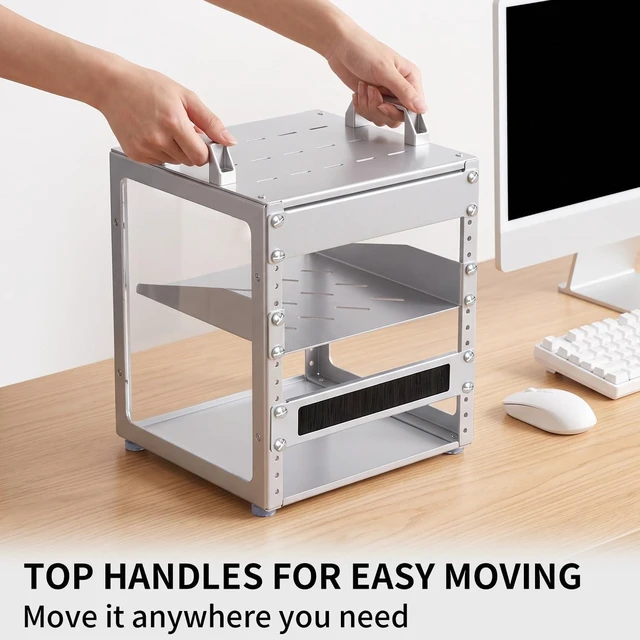 Alt view image 2 of 7 - 6U 10 Inch Network Rack, 9.45 Inch Deep Desktop Mini Stackable Server Rack Sturdy Open Server Rack RackMate Alternative for Mac Mini & AI Devices Home Lab Data Center Audio & AV Equipment
