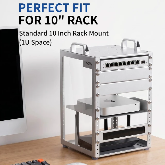 Alt view image 7 of 7 - 10 Inch 1U Blank Panel Sturdy Stackable Network Rack RackMate Alternative Blank Panel for Mac Mini & AI Devices Home Lab Data Center Audio & AV Equipment, 2 Pack