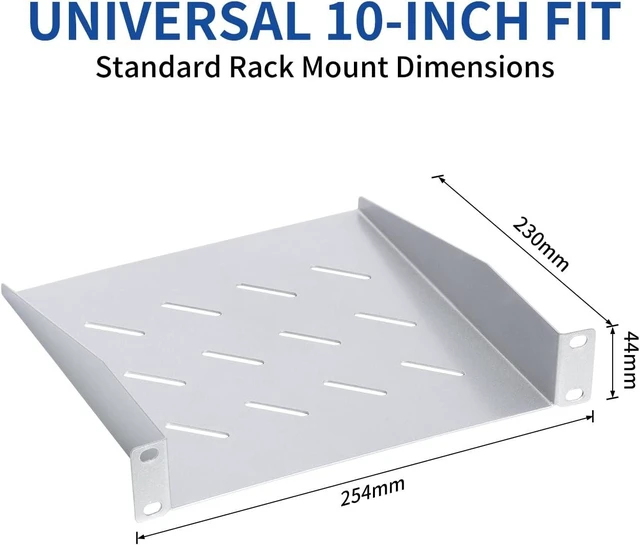 Alt view image 5 of 7 - 1U Server Rack Shelf, 10 Inch Vented Rack Mount Cantilever Tray, 2 Pack Universal Vented Rack Mount Cantilever Tray for 10" Network Equipment Rack, 9.45" Deep Rack Mount Shelf Good Air Circulation
